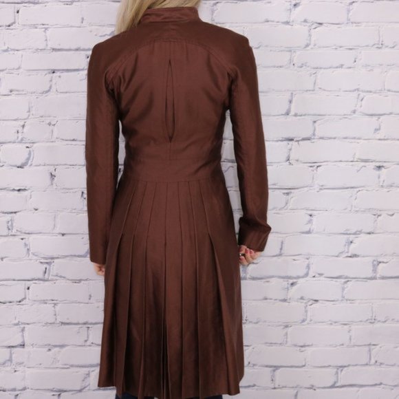 BCBG Maxazria Collection 100% silk brown coat o1 - Picture 3 of 7